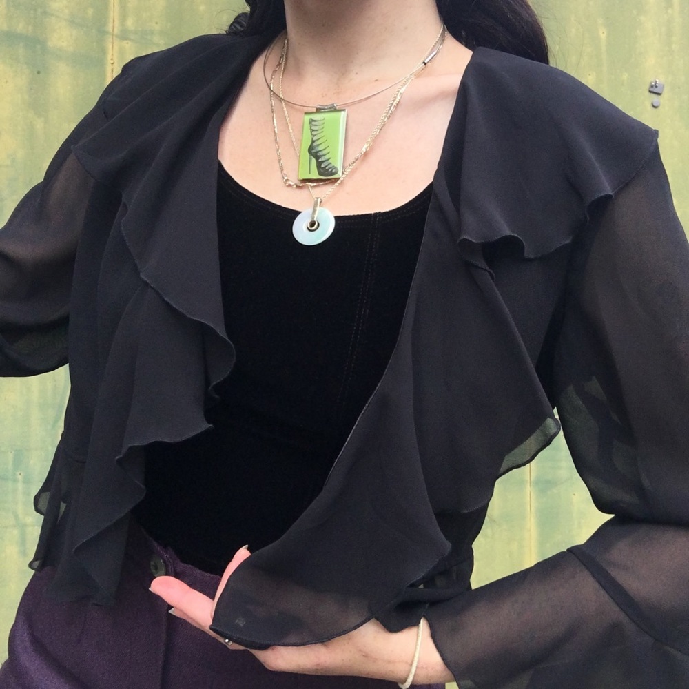 The *Missy* Cropped Ruffled Bolero~ - Picture 7 of 7